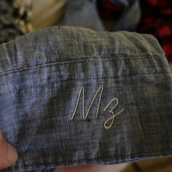 NWT Uniqlo Premium Linen Long Sleeve Shirt Men's Large NEW Blue - Picture 9 of 10